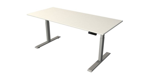 Kerkmann sta-/zittafel B 1800 x D 800 mm, zilver, elektrisch in hoogte verstelbaar van 630 - 1270 mm, wit/zilver, 10276610