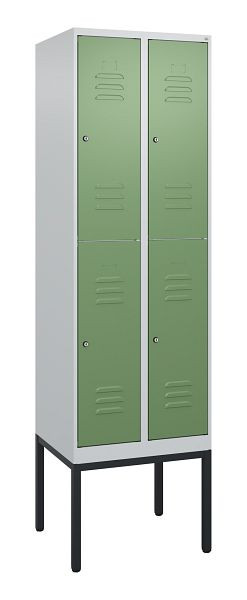 C+P dubbeldekskast Classic PLUS, frame, 2 vakken, 2120x600x500mm, 7035/6011, cilindersloten, 0803307-20 S10021