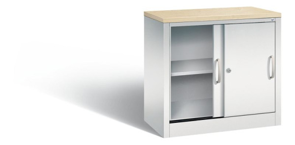 C+P dressoir met schuifdeuren Acurado, H720xB800xD400mm, kleur: lichtgrijs, beugelgreep, 2 niveaus, 5722-00 S10456