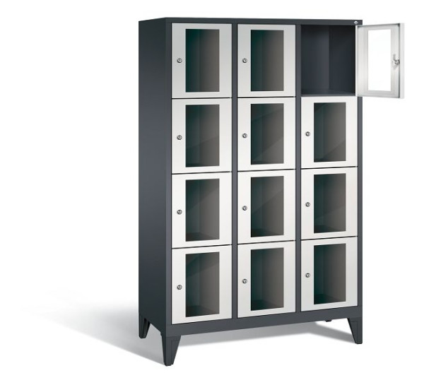 C+P lockerkast Classic, H1850xB1200xD500mm, kleur: zwartgrijs/lichtgrijs, 8010A324 S10016