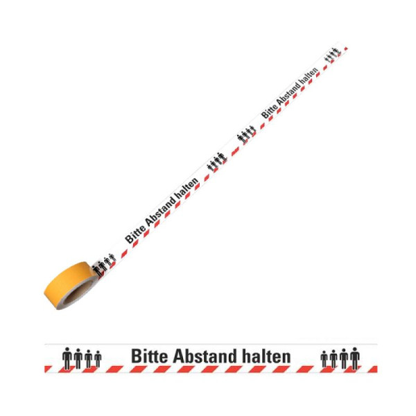Stone HGS vloermarkeringstape -Houd afstand -, lengte 16 m, breedte 50 mm, 26 delen op rol, 39820