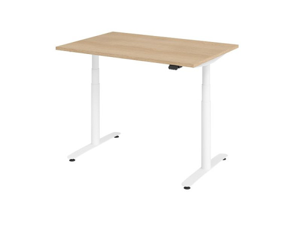 Hammerbacher zit-sta bureau elektrisch 120x80cm eiken/wit, VXDLR12/E/W