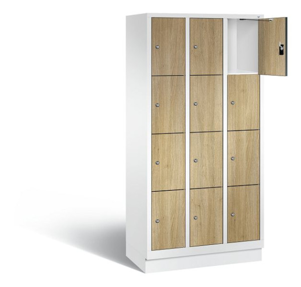 C+P lockerkast Evolo, H1800xB900xD500mm, kleur: verkeerswit / decor eiken Sereno, 48020-304 S10176