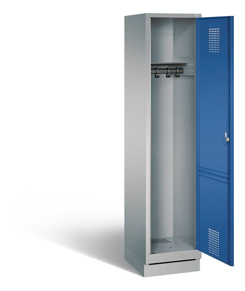 C+P garderobe Evolo, H1800xW420xD500mm, kleur: wit aluminium / gentiaanblauw, 48020-12 S10438