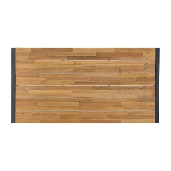 Industriële Bolero rechthoekige tafel van staal en acaciahout, DS157