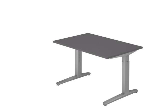 Hammerbacher bureau C-onderstel 120x80cm grafiet/zilver, rechthoekige vorm, VXB12/G/SS