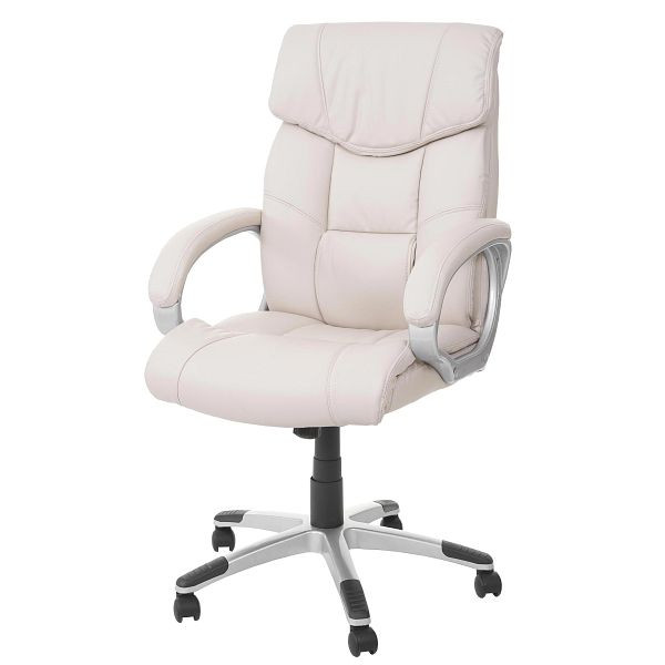 Mendler bureaustoel HWC-A71, directiestoel, bureaustoel, imitatieleer, creme, 14053