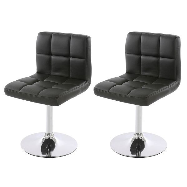 Mendler set van 2 eetkamerstoelen bureaustoel Kavala kunstleer chroom, zwart, 26625