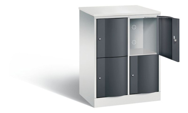 C+P lockerkast Resisto, H1077xB772xD540mm, kleur: lichtgrijs / zwartgrijs, 8472-272 S10096