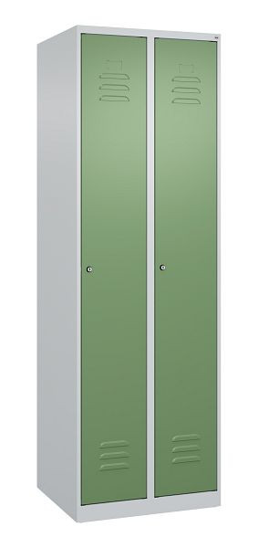 C+P luierkluis Classic PLUS met middenwand, 2 vakken, 1850x600x500mm, 7035/6011, cilindersloten, 080000-20F S10003