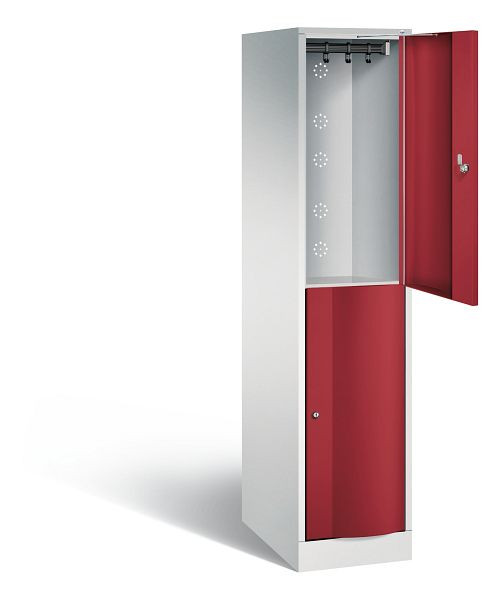 C+P locker dubbeldekker XL Resisto, H1950xW396xD640mm, kleur: lichtgrijs/robijnrood, 8270-173 S10003