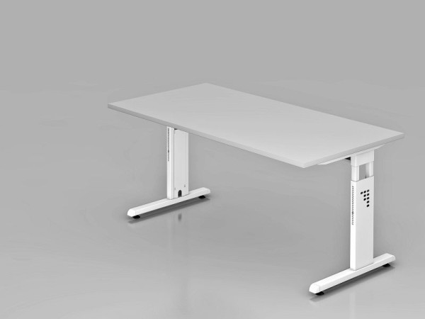 Hammerbacher bureau C-poot 160x80cm grijs/wit, werkhoogte 65-85 cm, VOS16/5/W