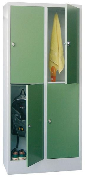 Pavoy Schließfachschrank mit Sockel 1850/500/800, 2b x 2h, Zylinderschloss, Abteilbreite 400, glatte Türen, 61265-224-401-910