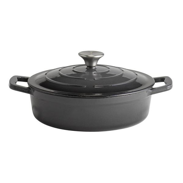 APS braadpan met deksel "5 STARS", gietijzer, geschikt voor inductie, ovenbestendig, inclusief dekselhouder, Ø 25 cm, 2,5 liter, antraciet, 88301