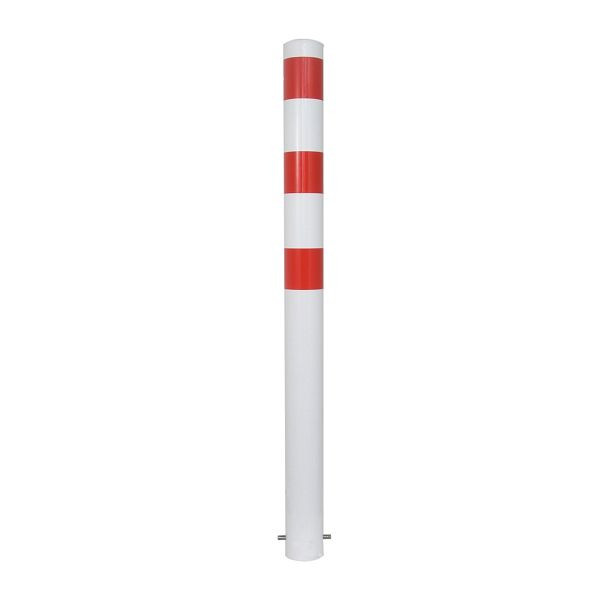Schake afzetpaal stalen buis Ø 102 x 2,9 mm vast, voor inzetting in beton, thermisch verzinkt en wit gecoat, 491B