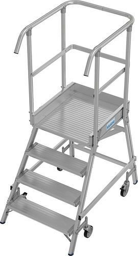 Krause platformladder van aluminium, verrijdbaar, 4 treden, eenzijdig beklimbaar, conform EN 131-7, 312165