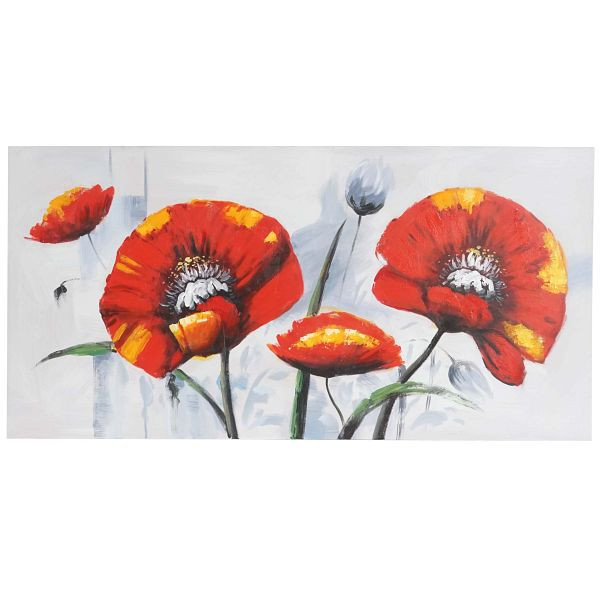 Mendler olieverf rode papaver, 100% handgeschilderde muurschildering XL, 140x70cm, 44762