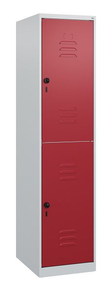 C+P Doppelstöckiger Spind Classic PLUS, 1700x400x500mm, 7035/3003, Drehriegel, 0803007-12 S10001