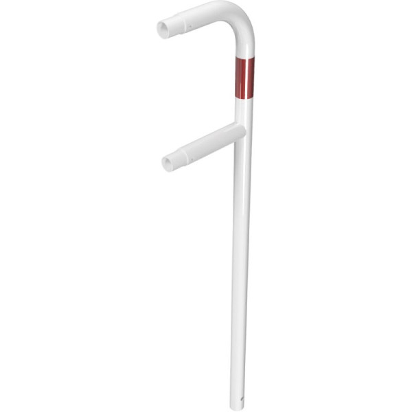 Stone HGS beschermrailing van stalen buis Ø 48 mm, eindpaal, hoogte 1000 mm, lengte 250 mm, wit met rode lichtlijsten, bevestiging: om in beton te zetten, 448.80b