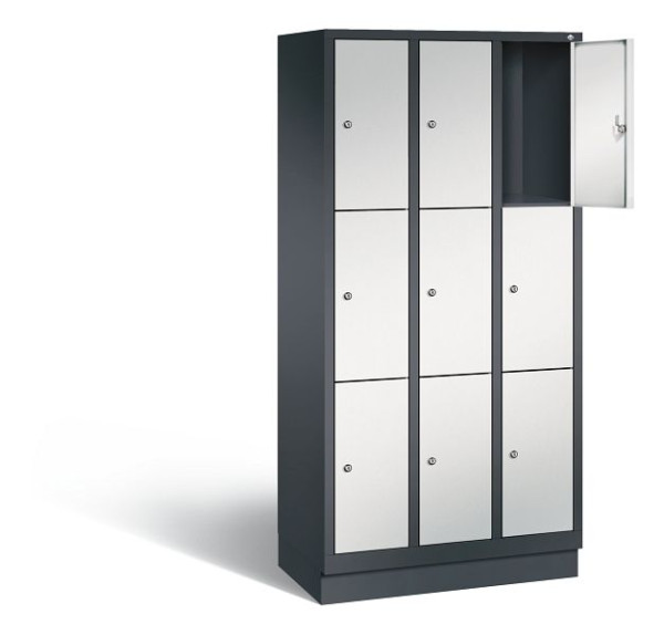 C+P lockerkast Evolo, H1800xB900xD500mm, kleur: zwartgrijs/lichtgrijs, 48020-303 S10025