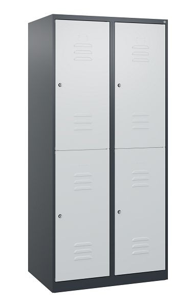 C+P Doppelstöckiger Spind Classic PLUS, 2 Abteile, 1700x800x500mm, 7016/7035, Zylinderschlösser, 0803007-22 S10024