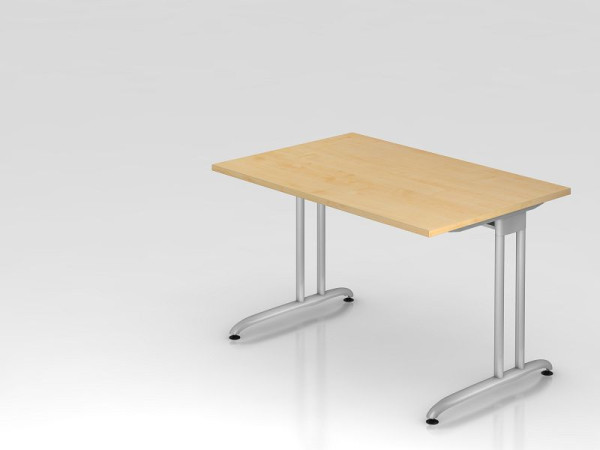 Hammerbacher bureau C-poot 120x80cm esdoorn, horizontale kabelgoot, werkhoogte 72 cm, VBS12/3/S