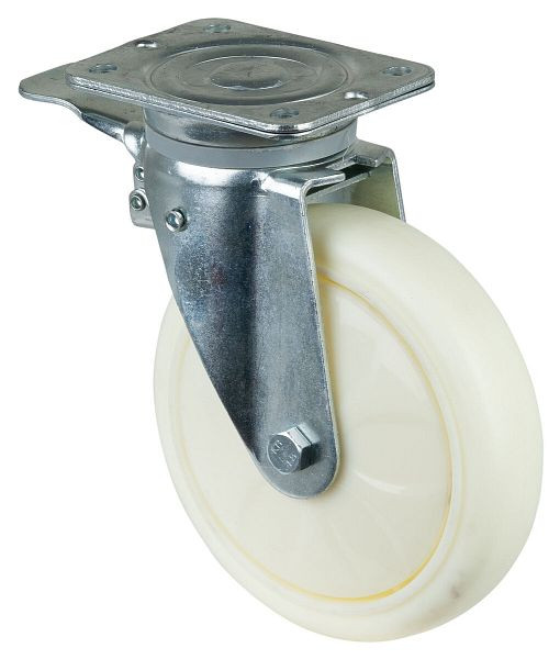BS Rolls Zwaarlastwiel met rem, breedte 50 mm, Ø200 mm, tot 600 kg, loopvlak/wiellichaam gekroond kunststof, kogellager, N120.B15.203