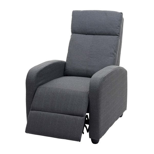 Mendler TV-fauteuil HWC-F76, relaxfauteuil, loungestoel, ligfunctie verstelbare stof/textiel, lichtgrijs, 70463