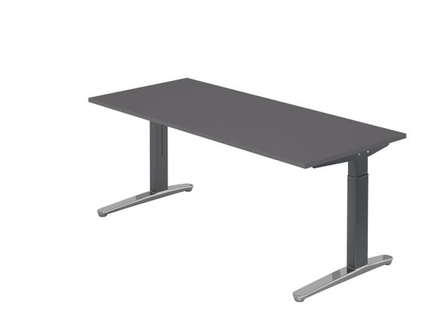 Hammerbacher bureau C-poot 180x80cm grafiet/grafiet (gepolijst), rechthoekige vorm, VXB19/G/GC