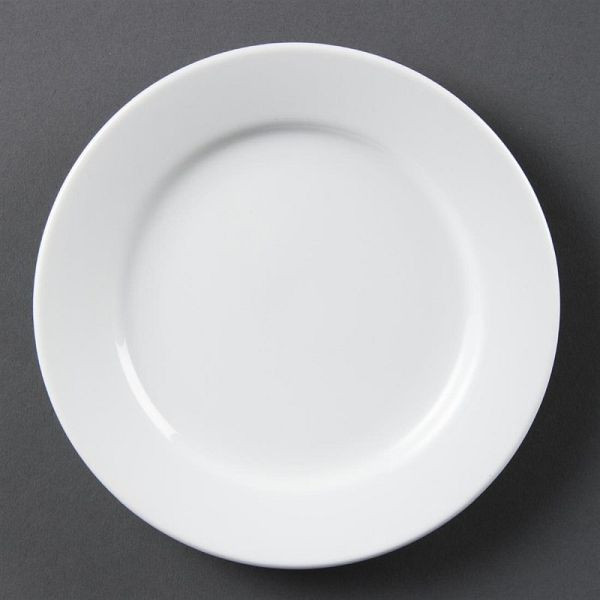 Olympia whiteware bord met brede rand 16.5cm, pak van 12, CB478