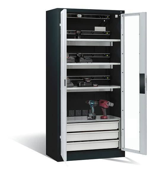 C+P batterijlaadkast Comfort, H1950B930T500 mm, antraciet/lichtgrijs, 8921-055E3 S10023