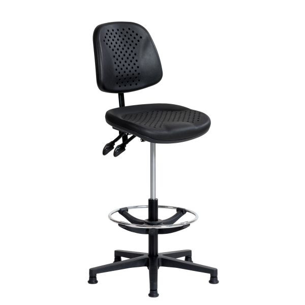 SOFAME werkstoel AIRPLUS met glijders en voetenring, zithoogte 59-85, met zitdiepteverstelling, polyamide onderstel, W050030019