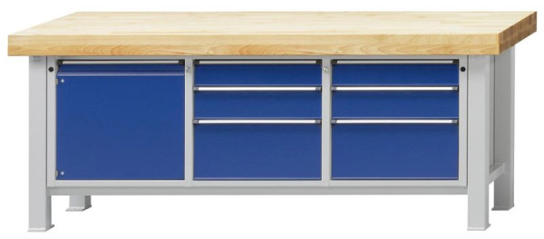 ANKE Werkbänke Schwerlastwerkbank, Modell 125 VS, 2250 x 800 x 900 mm, RAL 7035/5010, BMP 100 mm, 320.111