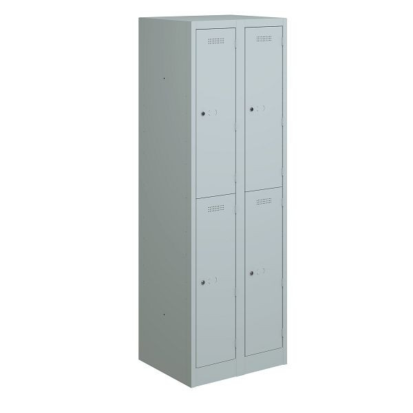 Bisley Garderobe Primary Locker 2 vakken met twee vakken 600 mm, kleur lichtgrijs, PL3050D2645