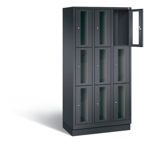 C+P lockerkast Classic, H1800xB900xD500mm, kleur: zwart-grijs, 8020A303 S10014