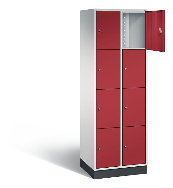C+P lockerkast Intro, H1950xB620xD490mm, kleur: lichtgrijs/robijnrood, 8470-201 S10005