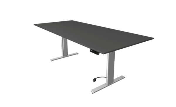 Kerkmann Move 3 buis zit-statafel, B 2250 x D 1000 mm, elektrisch in hoogte verstelbaar van 720-1200 mm, antraciet, 10234713