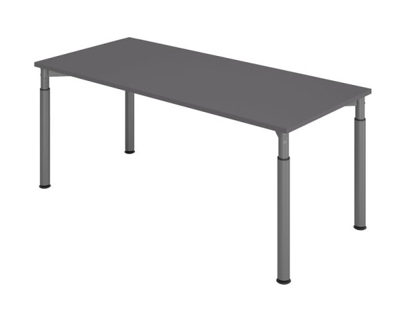 Hammerbacher bureau YS19, 180 x 80 cm, blad: grafiet, 25 mm dik, ABS dikke rand, rechthoekige vorm, grafiet, VYS19/G/G