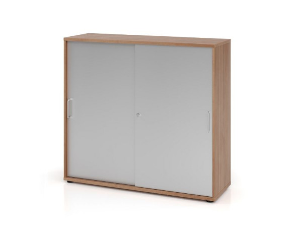 Hammerbacher schuifdeurkast 1753S BS, 3 OH, romp: notenhout / voorkant: zilver, 120 x 40 x 110 cm (BxDxH), V1753S/N/S/BS