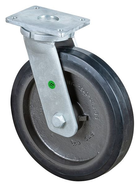 BS Rollen zwaarlastwiel, wielbreedte 75 mm, wiel-Ø 400 mm, draagvermogen 1200 kg, zwarte elastische banden, gegoten wiellichaam, kogellagers, RR100.B81.400
