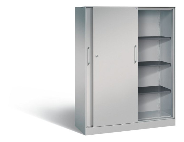 C+P schuifdeurkast Asisto, H1635xB1200xD435mm, kleur: wit aluminium, beugelgreep, 4 niveaus, 142011-000 S10057