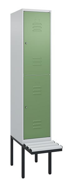 C+P dubbeldekskast Classic PLUS, 2120x400x815mm, 7035/6011, cilindersloten, met basisframe en zwevende zitting, 0803407-12 S10021
