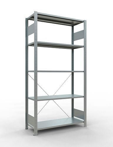 Schulte legbord, basisveld, 5 opbergniveaus, kruisschoor, vakbelasting 150 kg, 1060 x 436 x 2000 mm, 278691