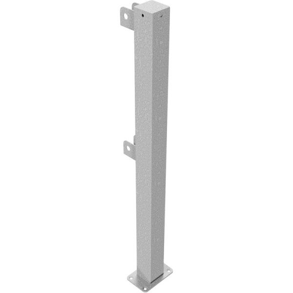 Stone HGS beschermrailing van staal, eindpaal, hoogte 1000 mm, 70 x 70 mm, (grondplaat 100x150mm), zonder verf, 4270p