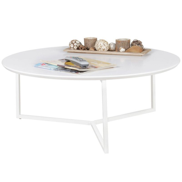 Wohnling Design salontafel MDF hout mat wit frame metaal ø 80 cm, gelakt, modern, rond, WL5.240