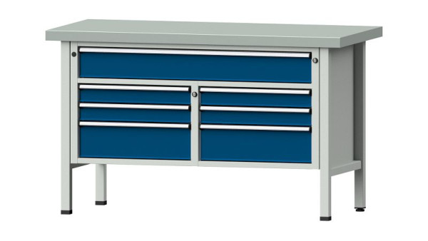 ANKE werkbanken kistwerkbank, model 258 V, 1500 x 700 x 900 mm, RAL 7035/5010, ZBP 50 mm, 304.143