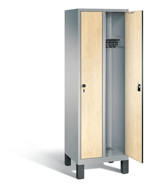C+P Evolo kleerkast, H1850xW610xD500mm, kleur: wit aluminium / Donau esdoorn decor, 48010-20 S10460