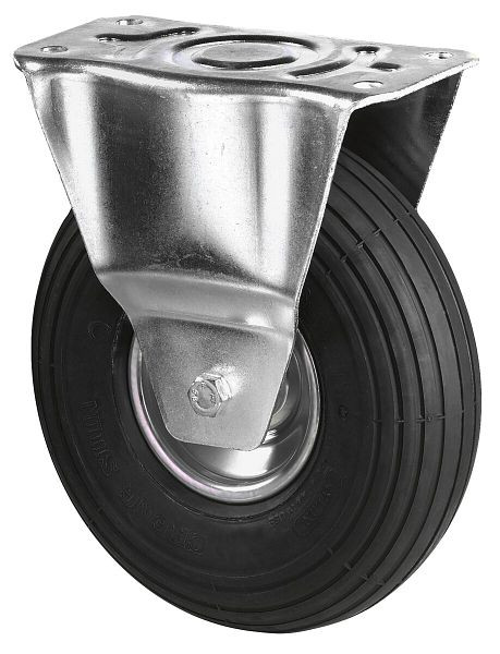 BS rollen transportrol, vaste rol, wielbreedte 85 mm, wiel Ø 260 mm, draagvermogen 200 kg, zwart rubberen luchtwiel, stalen velg, rollager, L410.C90.260