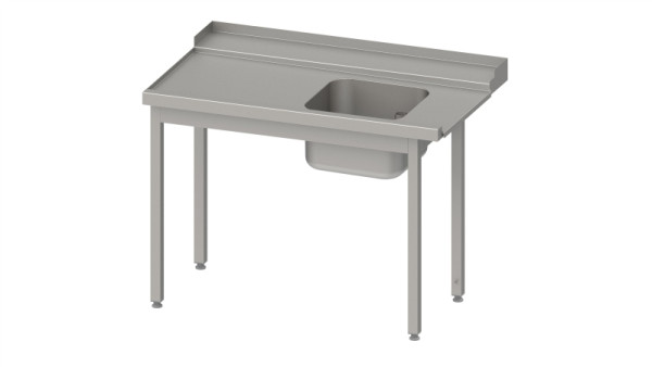 Stalgast Zulauftisch "Pro", Korbführung mit Gefälle, mit 1 Becken 1500x750x880mm, Anbauseite links, Aufkantung, verschweißt, VZL15710LA