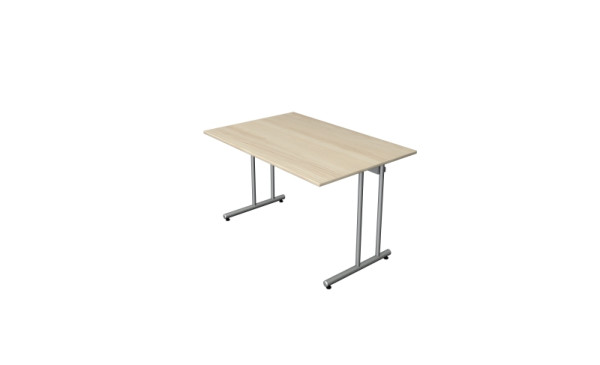 Kerkmann bureau start-up, B 1200 x D 800 x H 750 mm met C-voetframe in aluminium zilver, esdoorn, 11439150